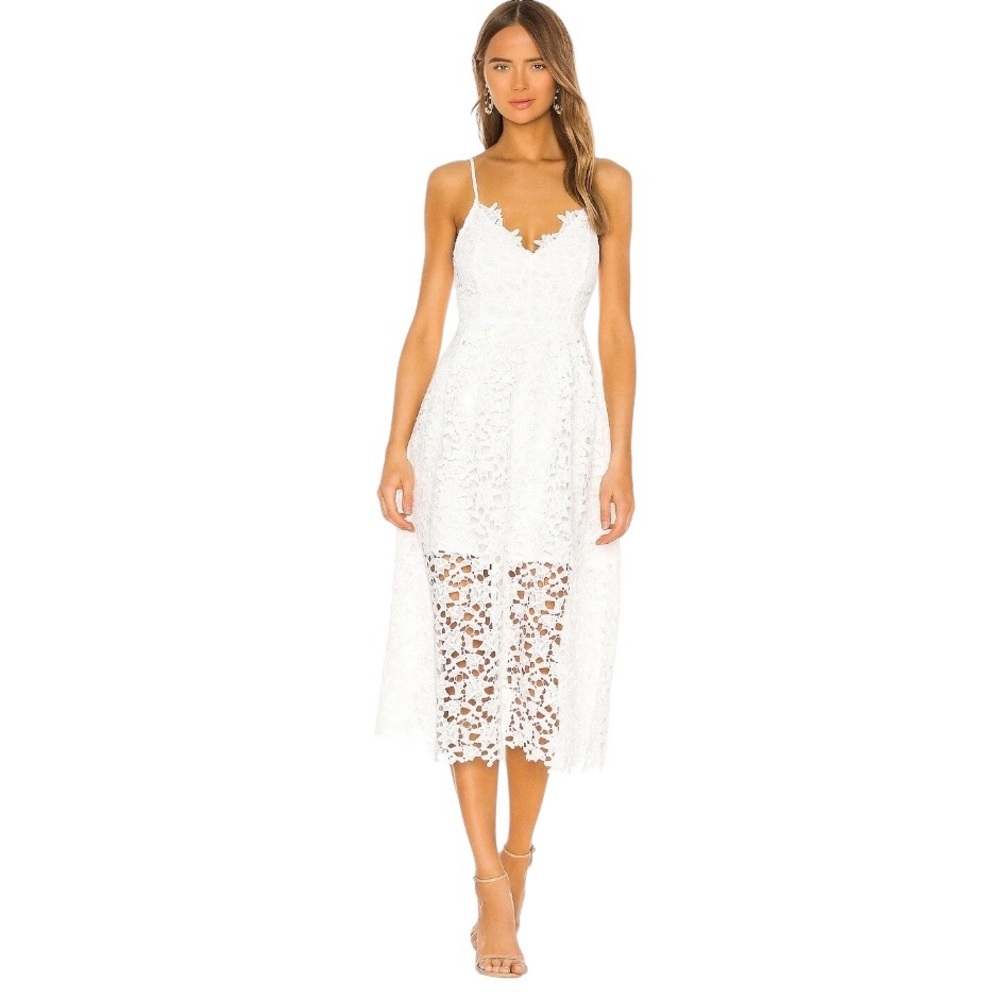 NWOT REVOLVE ATSR Coquette Wedding BridalShower Angel White Lace Dress Sz-XS